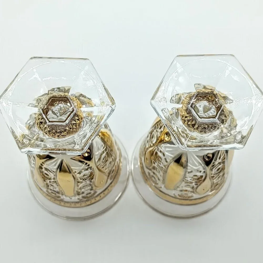 Pair of 2 Gold Trim Crystal Wine Glasses